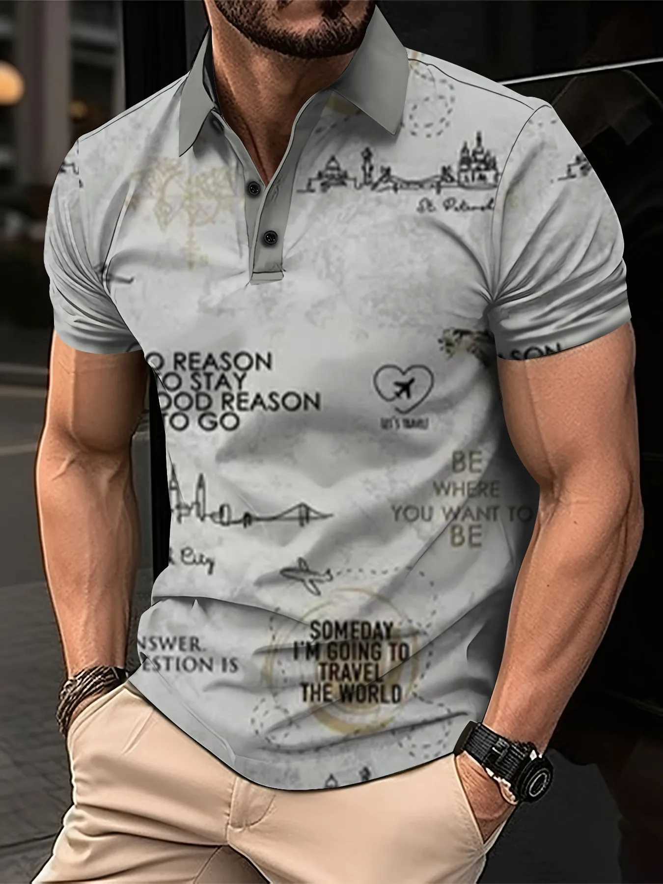 Summer Letter Print Casual Men Polo Shirts Fashion Business Comfortable Breathable Cool Top Mens Short-Sleeved Polo Shirt Y250707 Y250707