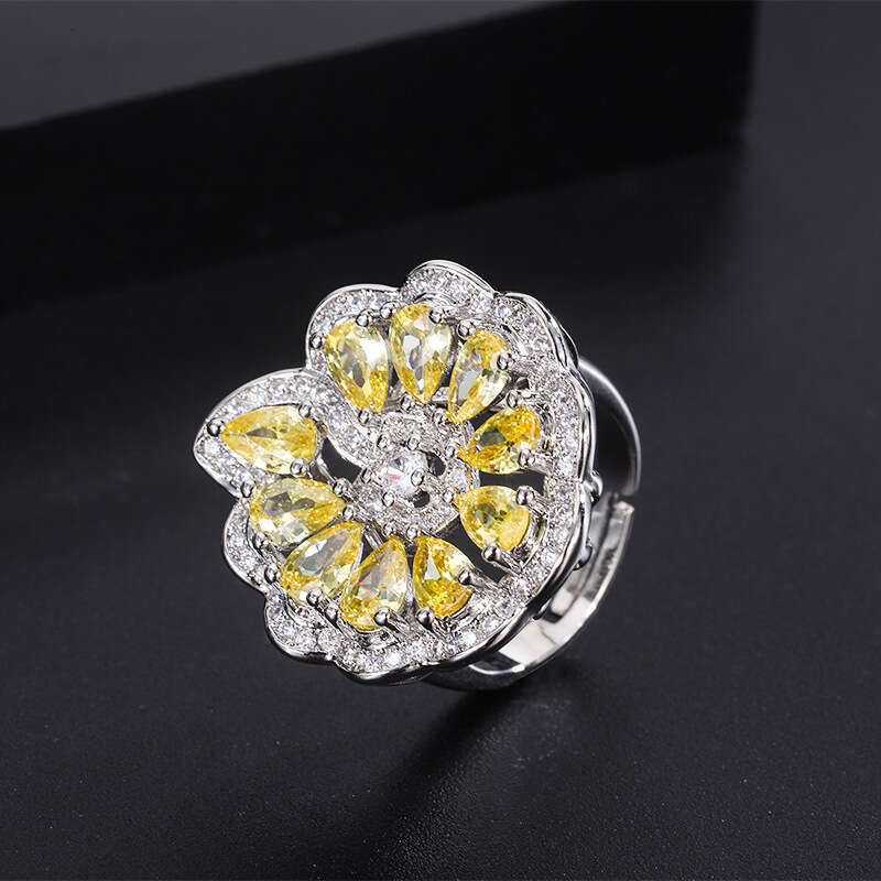 S Sier Needle Earrings Imitation Jewelry Accessories Set Gold Yellow Dia Necklace Zircon Ring A82