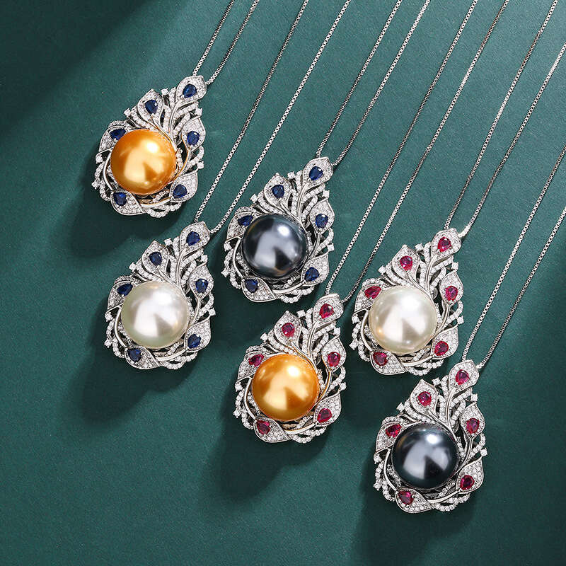 Live Broadcast Imitation Pearl Necklace New Tahitian Mother-Of-Pearl Inlaid Pendant Women's Jewelry 737