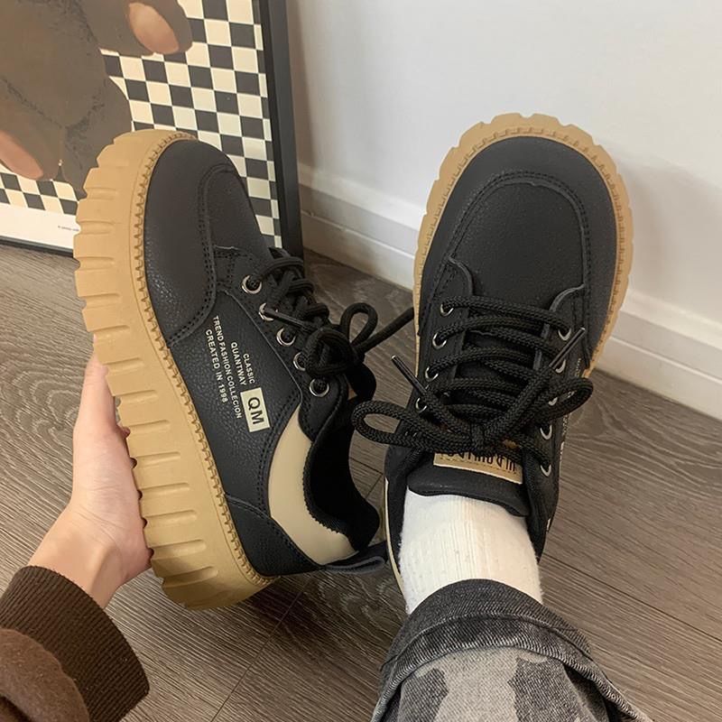 Free shipping designer Thick soled white shoes, popular in spring 2025, versatile biscuit shoes, niche casual board shoes khaki
