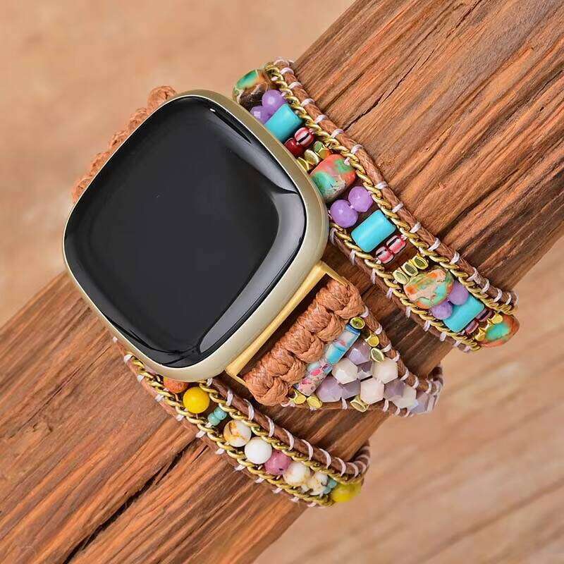 Vibrant Natural Stone Accessories 3 Bands Bohemian Vegan 3-Layer Jasper Watch Band Replacement