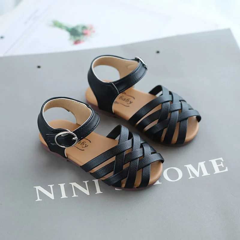 Girls Summer Sandals Baby Girl Toddler Kids Shoes Sweet Princess Soft Childrens Beach Rome Sandals Woven Cut-outs Closed-toe R250707