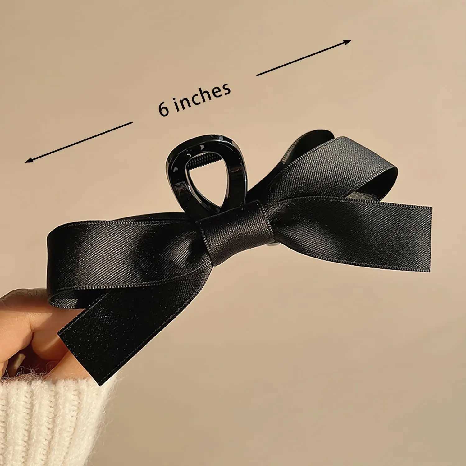 Black White Bowknot Hair Claw Big Satin Bow Hair Clips Vintage Baroque Satin Crab Hairpins for Elegant Women Hair Accessories Z250707