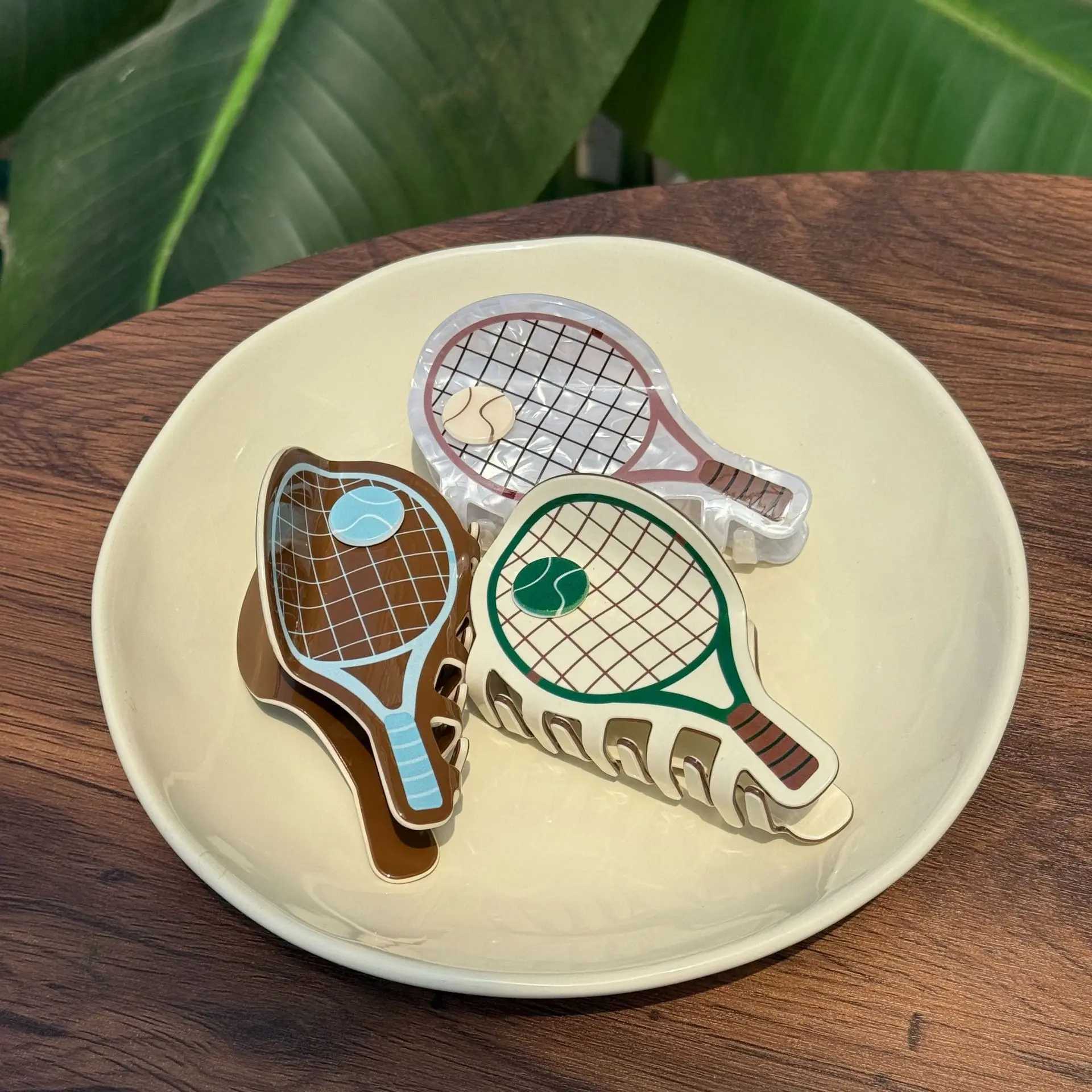 DuoShang New Sports Series Baseball Hair Claw Acetate Claw Clips Tennis Racket Crab Hair Clips Hair Accessories for Women Girls Z250707