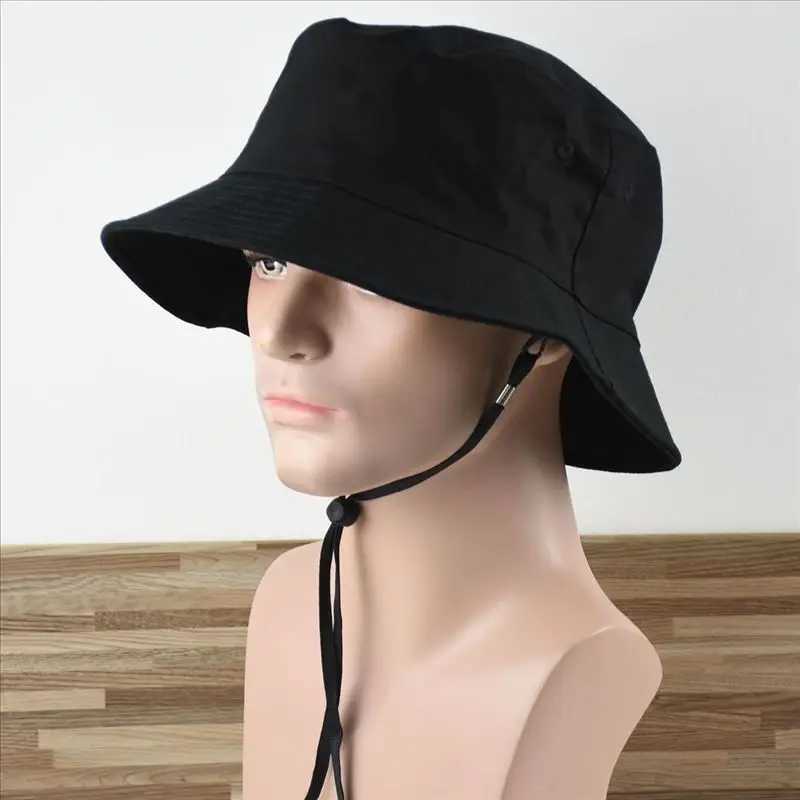 Big Head Bucket Hats 64CM for Men Women Summer Mountaineering Cotton Sun Cap with String Plus Size Panama French Bob Wholesale Y250707