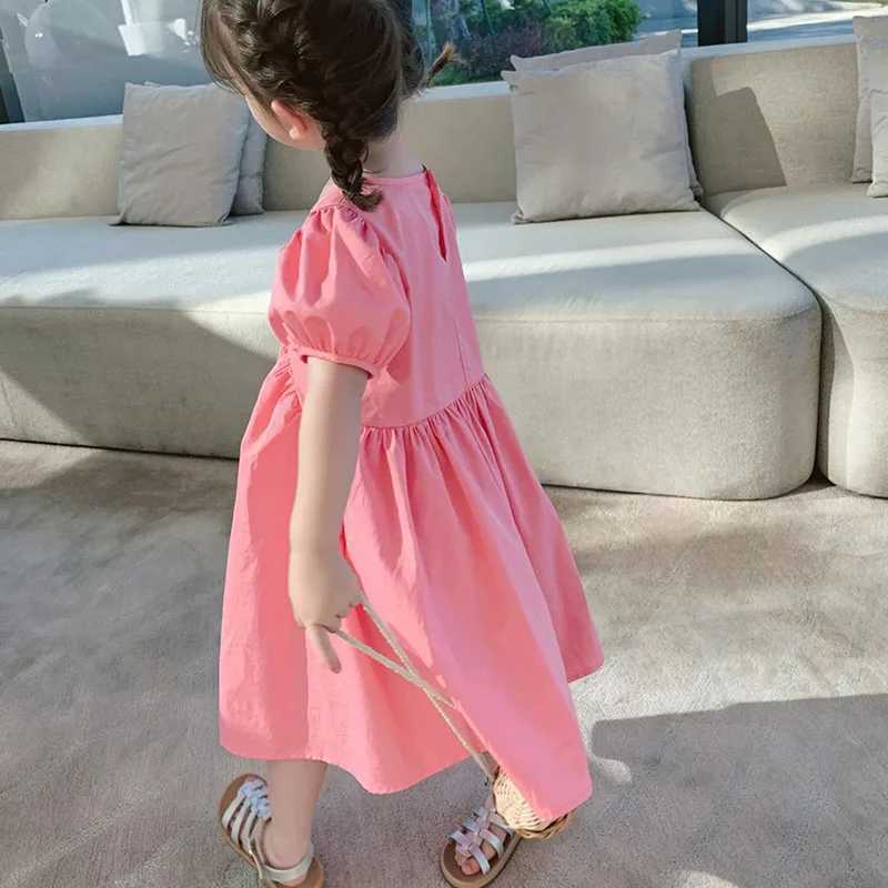 Summer Girls Dress Puff Sleeve Vestidos Round Neck Sweet Princess Dress Korean Outfits Baby Kids Childrens Clothing For Girl R250707