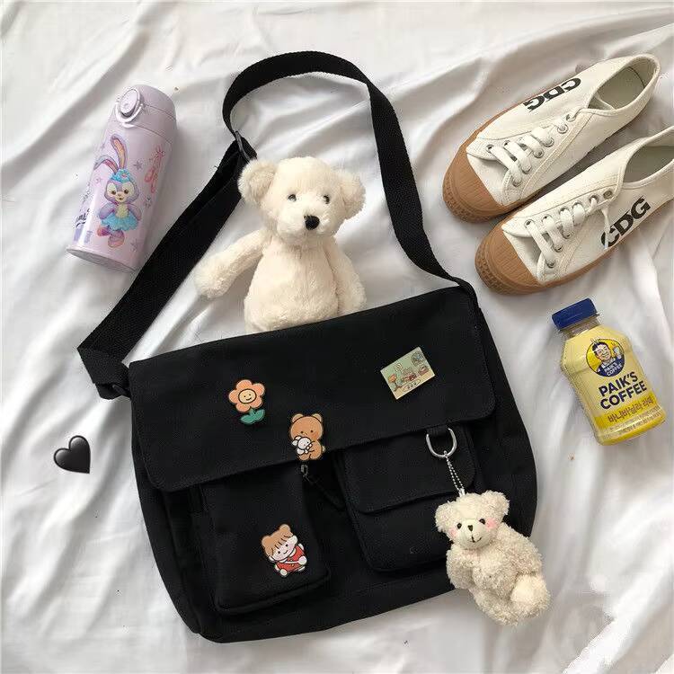 Women Simple Messenger Casual Satchel Ladies Handbags Shoulder Bag Pouch Girls Sweet Printed Canvas Cross School Bags Purses ddmynov