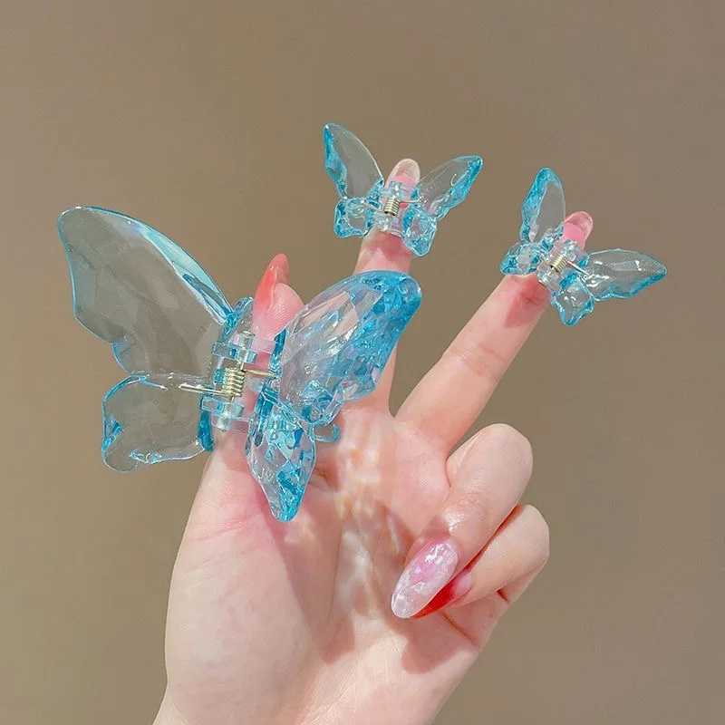 3Pcs/set Sweet Transparent Butterfly Hair Claw Clip Hairpin Barrette for Women and Girls Temperament Headwear Party Accessories Y250707