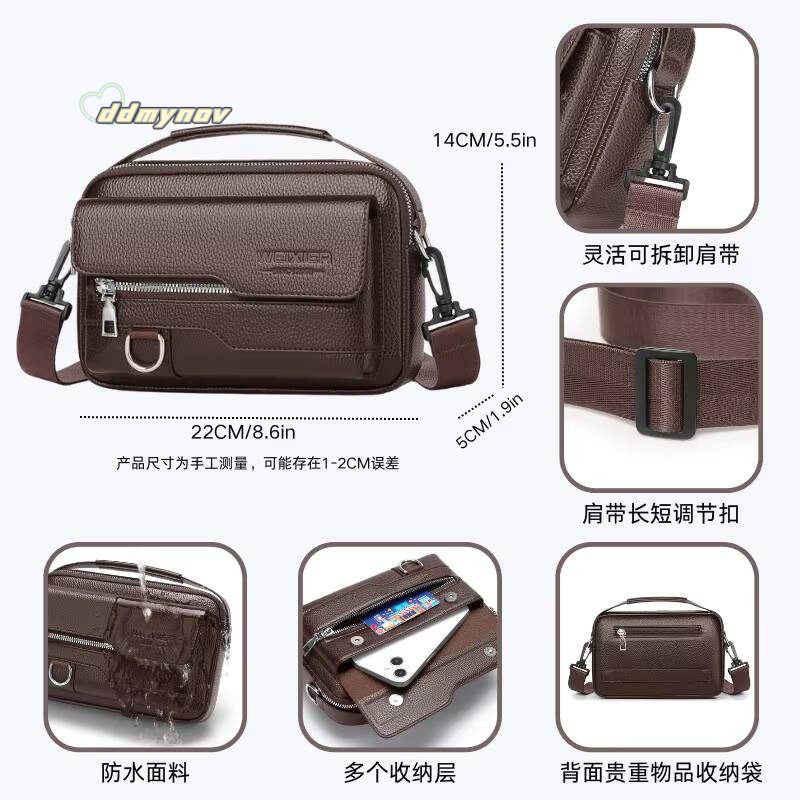 2025 New Men Shoulder Bag PU Leather Waterproof Crossbody Messenger Bags with Flip Cover handbag Sac pour homme ddmynov