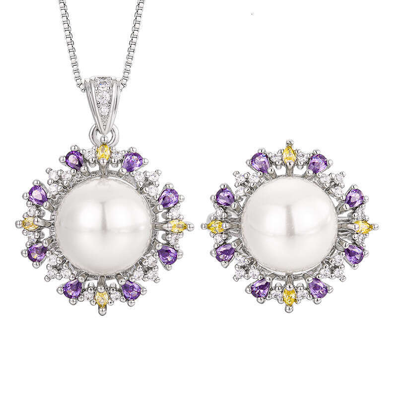 New Jewelry Set Imitation Natural Pearl Necklace Ring Unique Charm Women's Fashion High-End Versatile Caf