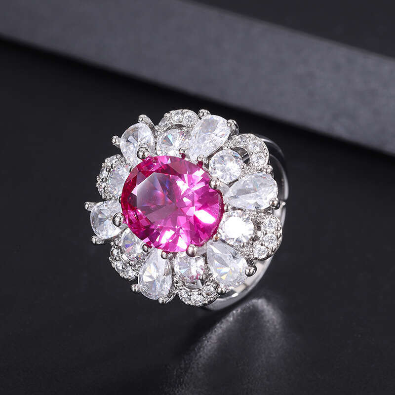 Corundum Banquet Pendant Imitation Red Ring For Women Noblewoman Jewelry Set 968