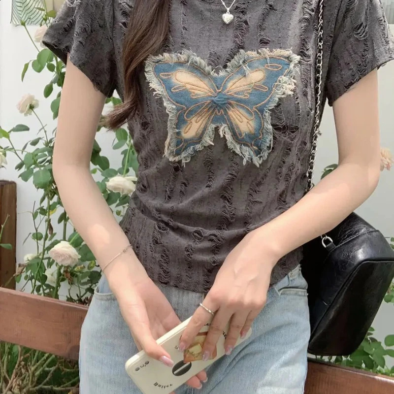 Short Sleeve Woman Tops Graphic T Shirt for Women Yk2 Korean Y2k Clothes Clothing Female Harajuku Fashion Japanese Vintage Emo 250707