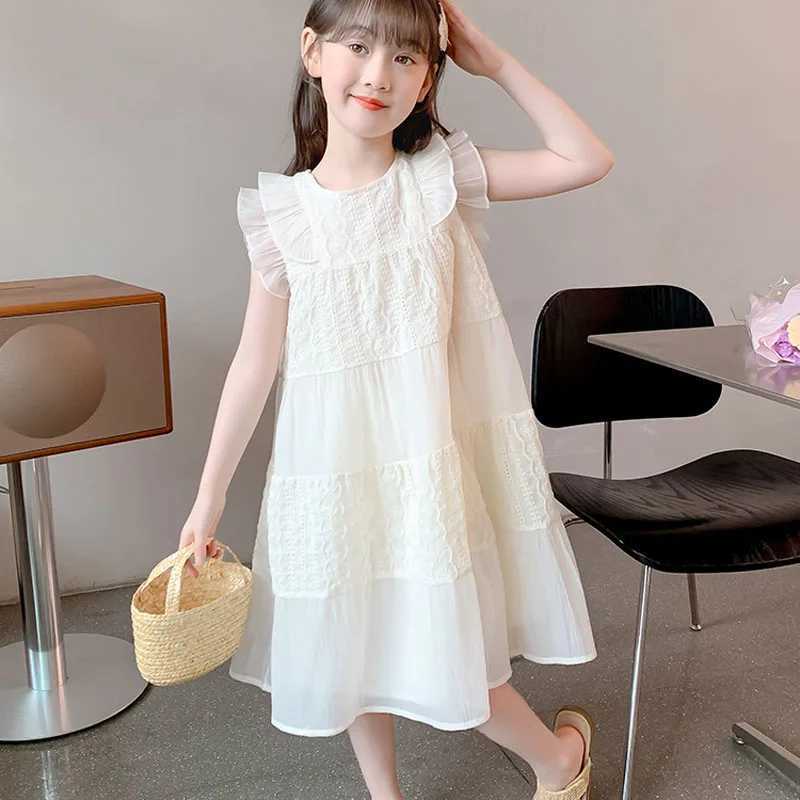 2024 New Girls Embroidery Princess Dress Childrens Summer Dress Sleeveless Baby Kids Simple Fashion Style Fairy Dress R250707