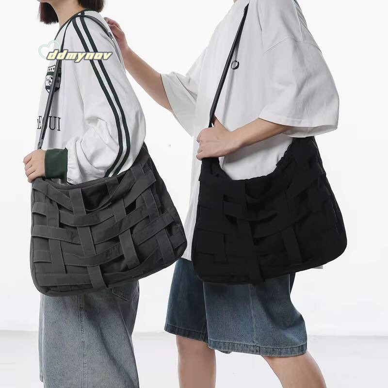 Woven Design Unisex Big Messenger Nylon Fabric Waterproof Shoulder Crossbody Bags Casual Street Large Capacity Shopper Tote ddmynov