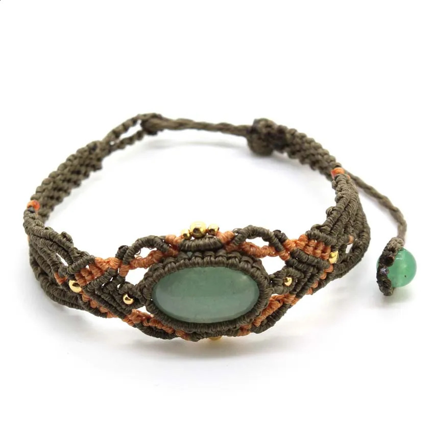 100% Natural Crystal Quartz Oval Shape Handmade Thread Rope Wrapped Braided Macrame Stone Bracelets Jewelry For Women Girls Gift 250707