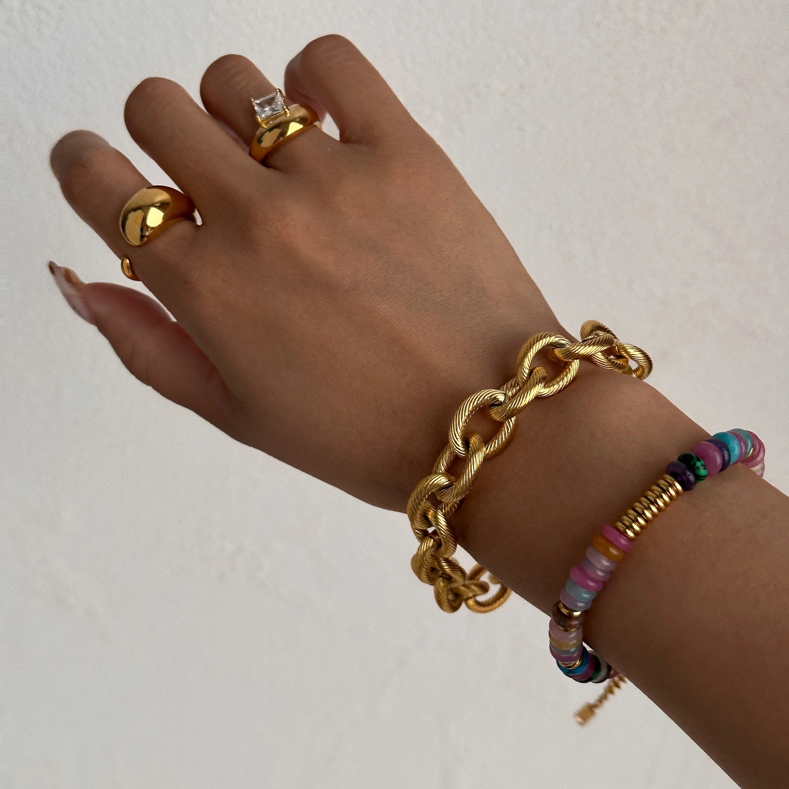 DASEIN Vintage Hip Hop Stainless Steel Chunky Chain Necklace Bracelet 18k Gold Plated Tarnish Free Jewelry Unisex 250707