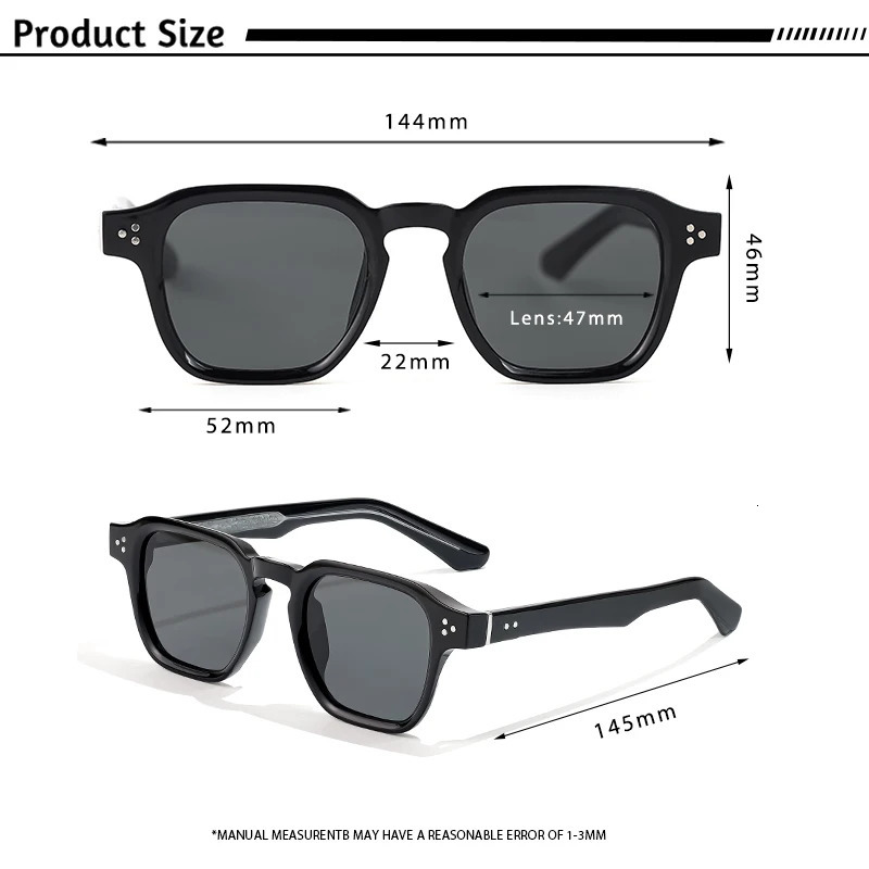 CATERSIDE Classic Square Sunglasses Men Core Insert Temple y Sun Glasses Women Travel Beach Party Festival Gifts 250707