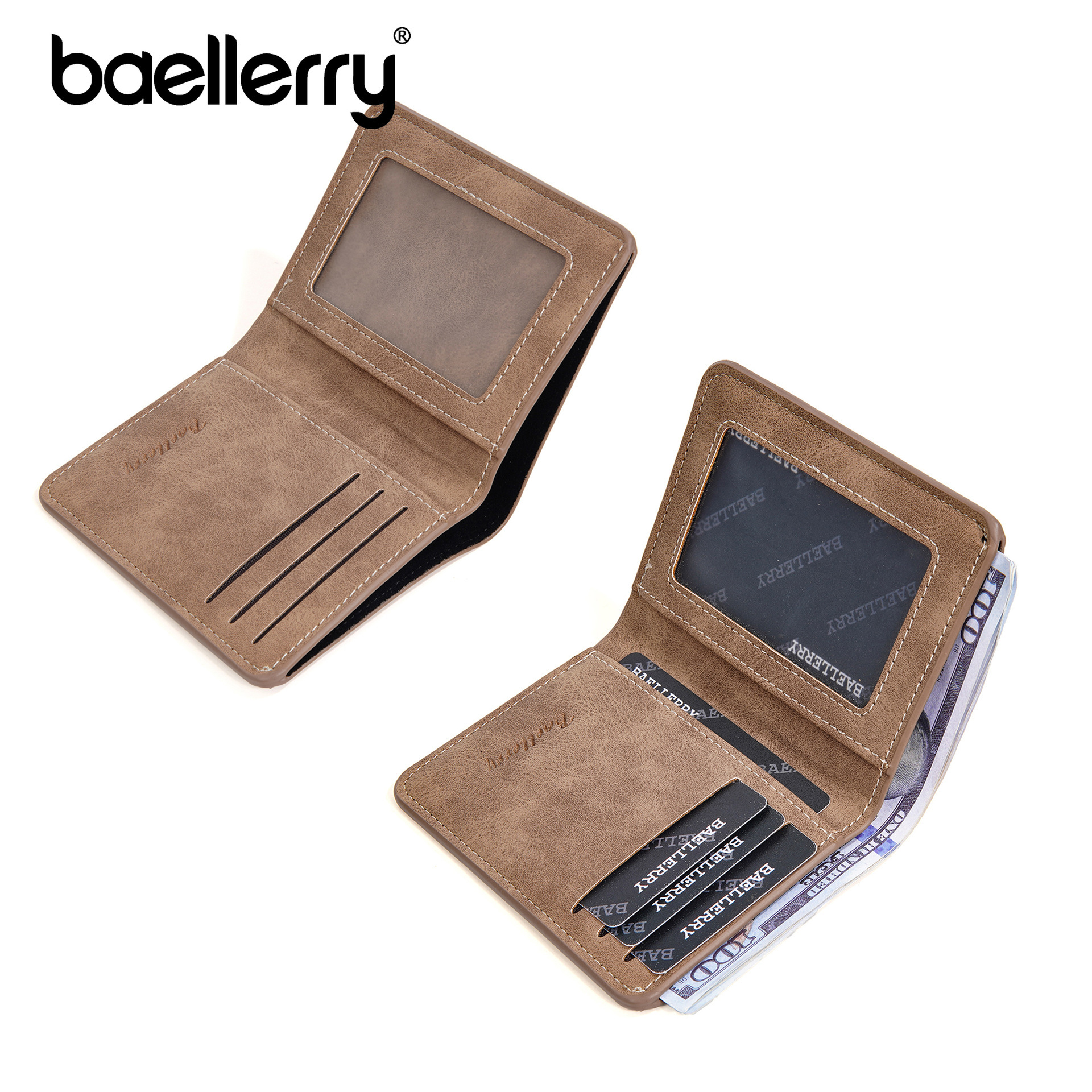 Designer New Short High-end Student Card Holder Integrated Anti-theft Money Clip Simple PU Leather Small Wallet Men's Light Luxury Women's B
