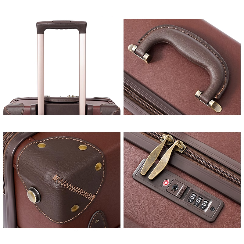 Retro luggage for men 28 inch large capacity travel suitcase 24 inch leather suitcase and 20 inch luggage case for women