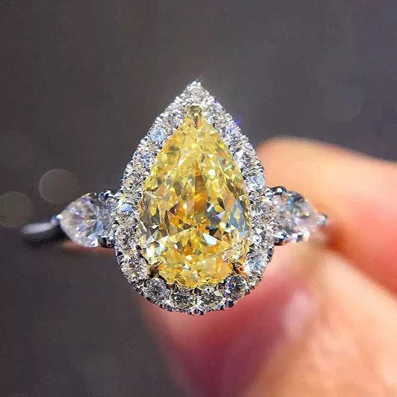 925 Sterling Silver Wedding Ring For Women Luxury Yellow Pink Zircon Gemstone Rings Fine Jewelry Wholesale XJ250707