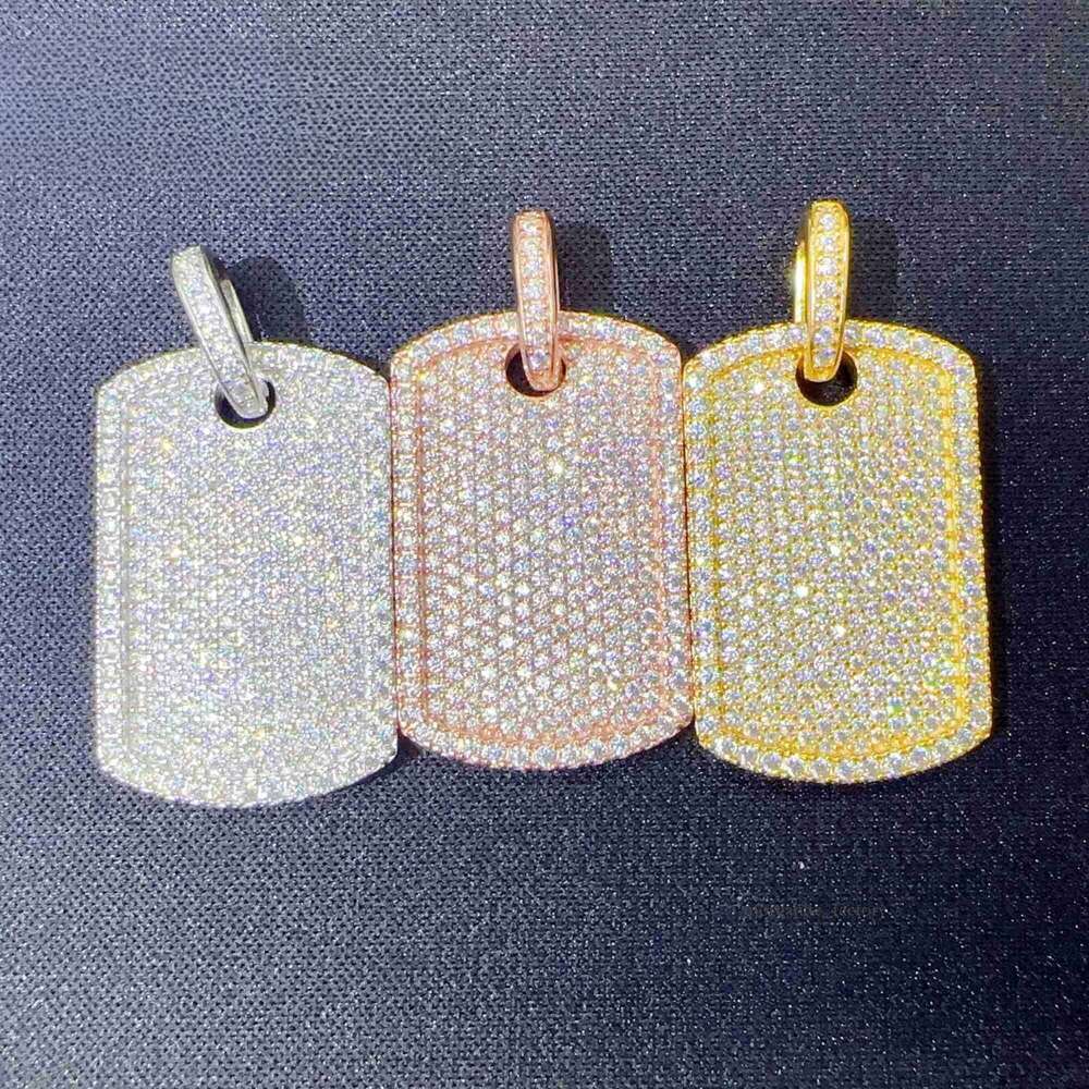 Hot sell Iced out dog tag sier lab dia jewelry men women hip hop GRA certified moissanite necklace pendant