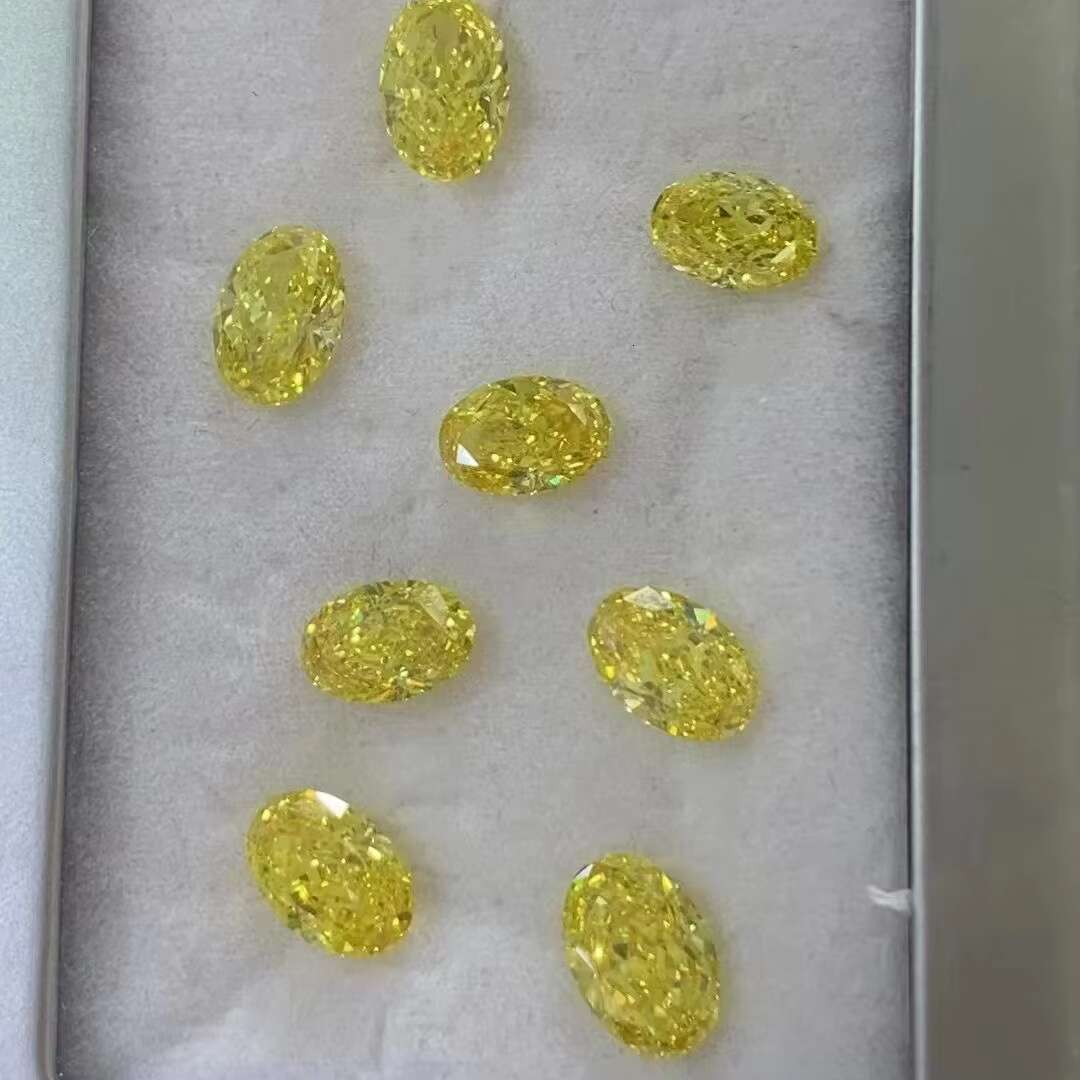Double Jewelry Vivid Yellow Oval Lab Diamond 1ct 2ct 3ct 4ct with IGI Certificate HPHT CVD Certified Loose Lab Grown Diamond