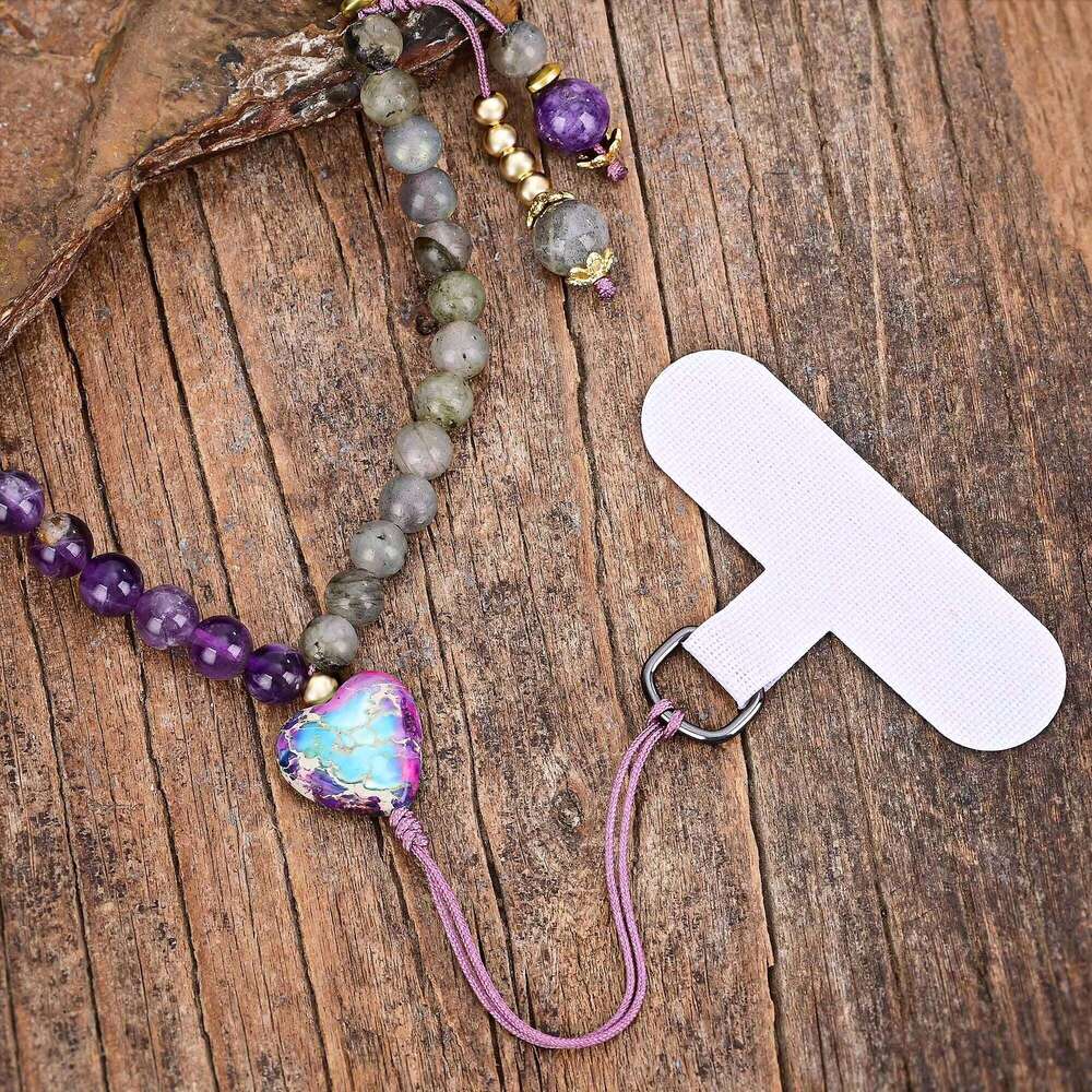 New Natural Stone Popular Cut Seven-Color Beads Purple Amethyst Cured Crystal Simple Phone Pendant Delivery