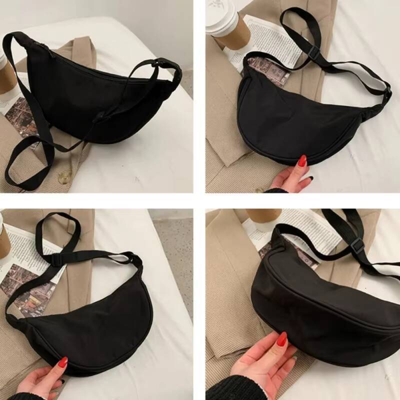 Women Shoulder Bags Solid Color Nylon Dumpling Messenger 2023 New Trendy Lightweight Large Capacity Underarm Bag ddmynov