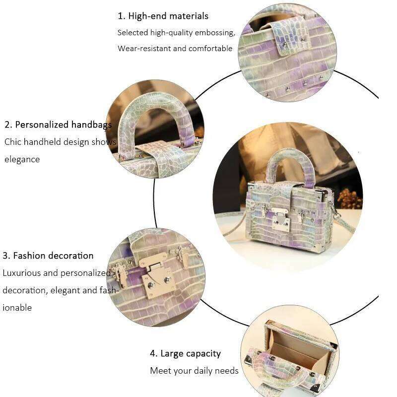Luxury Designer 2024 Fashion Trends Bag Women Crocodile Classic Box Design Handbags Snake Print Shoulder Bags Genuine Leather Ladies