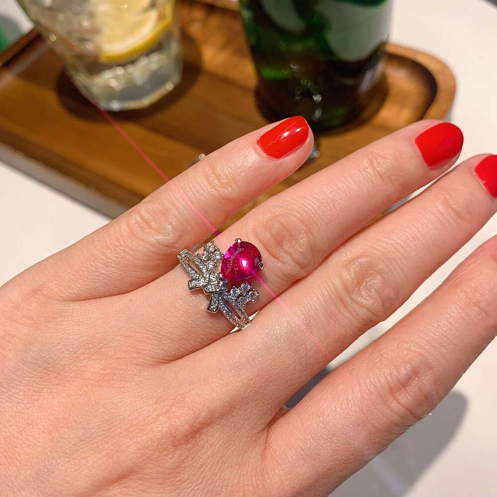 Live New Pear-Shaped Full Diamond Paraiba Blue Zircon Gemstone Ring 75F