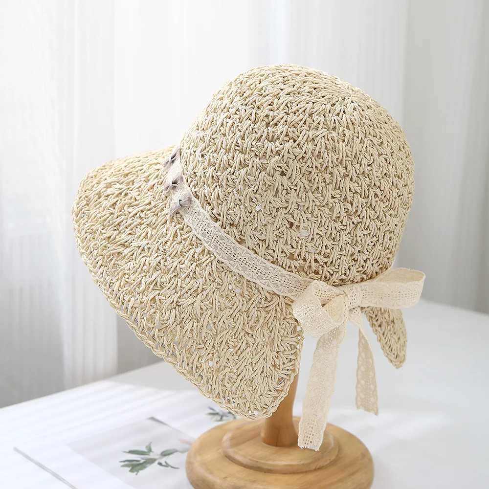Summer Hats For Women Sun Hat Wide Brimmed Foldable Handmade Bow Bucket Hat Female Sunshade Korean Style Sunhat New Y250707