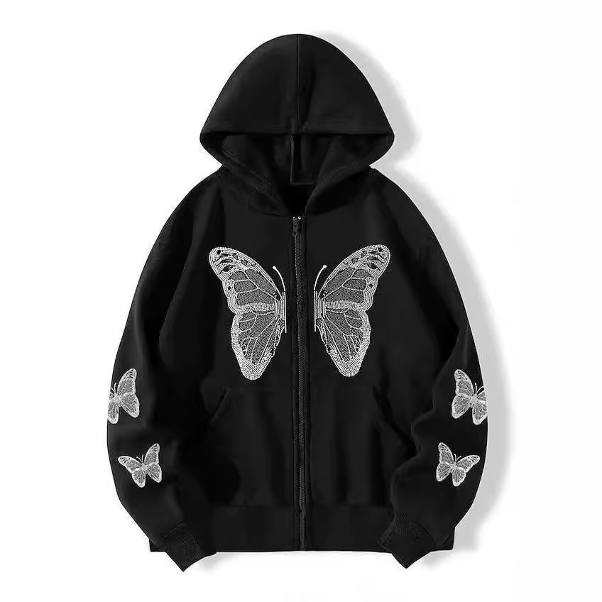 Dark sports shirts mens and womens hoodies gothic style Instagram trendy cute couple Y2k Harajuku zipper hoodie 250708