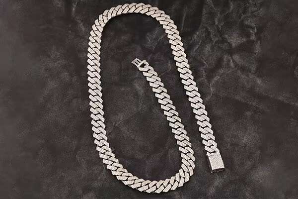 925 Silver 15mm Cuban Chain Iced Out Chain Jewelry Moissanite Cuban Link Chain Necklace for Sale
