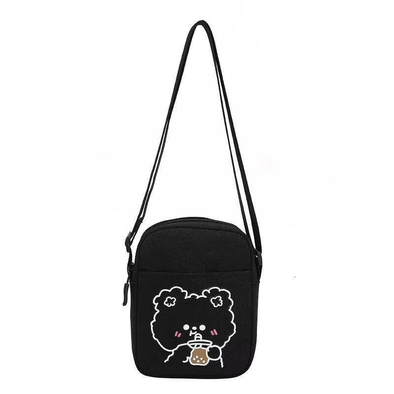 Cute Bear Rabbit Print Crossbody Bags For Women Girls Mini Canvas Square Purse Trendy Cartoon Handbags Shoulder Phone Bag New ddmynov