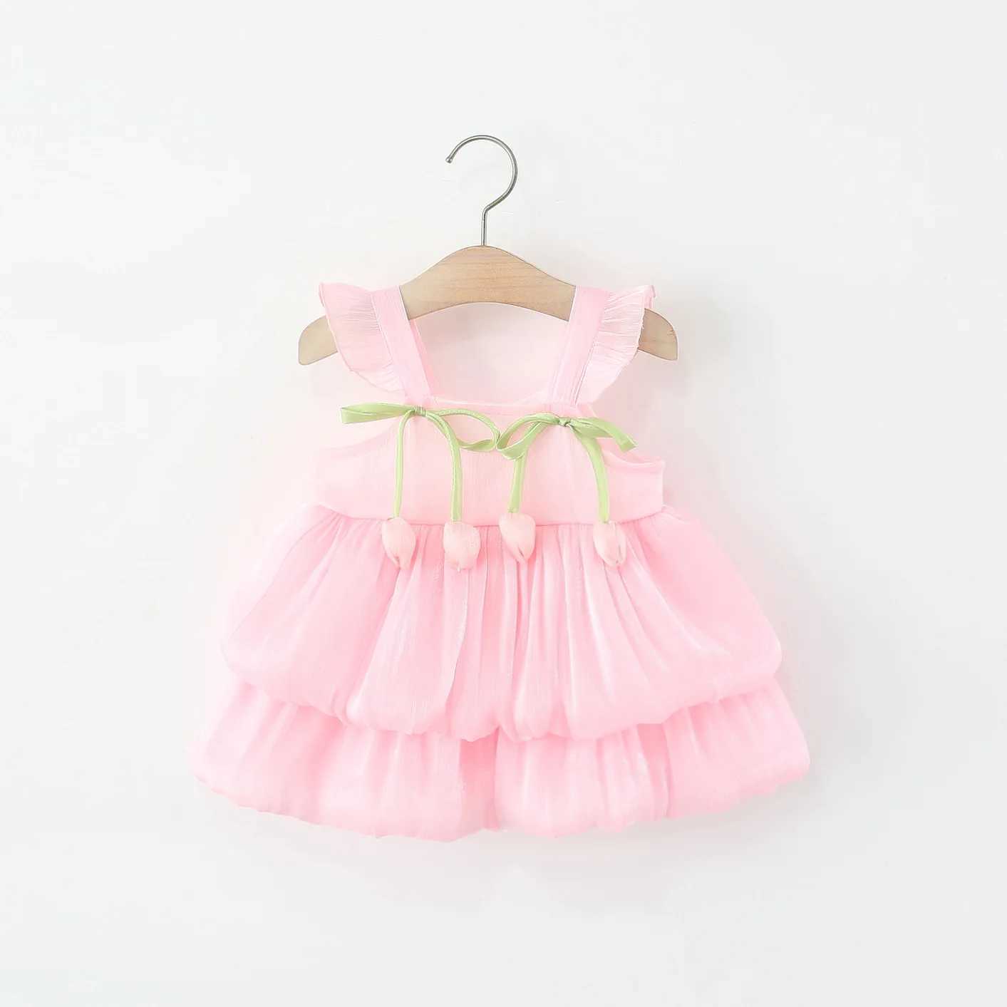 0-3 Year Old Baby Girl Princess Dress Summer New Sweet Tulip ChildrenS Sleeveless Clothes Suitable For Wedding Parties R250707