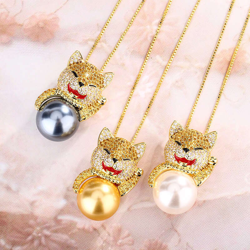 Huayoumei Jewelry Loyal Shiba Inu Imitation White South Sea Gray Pearl Necklace C40