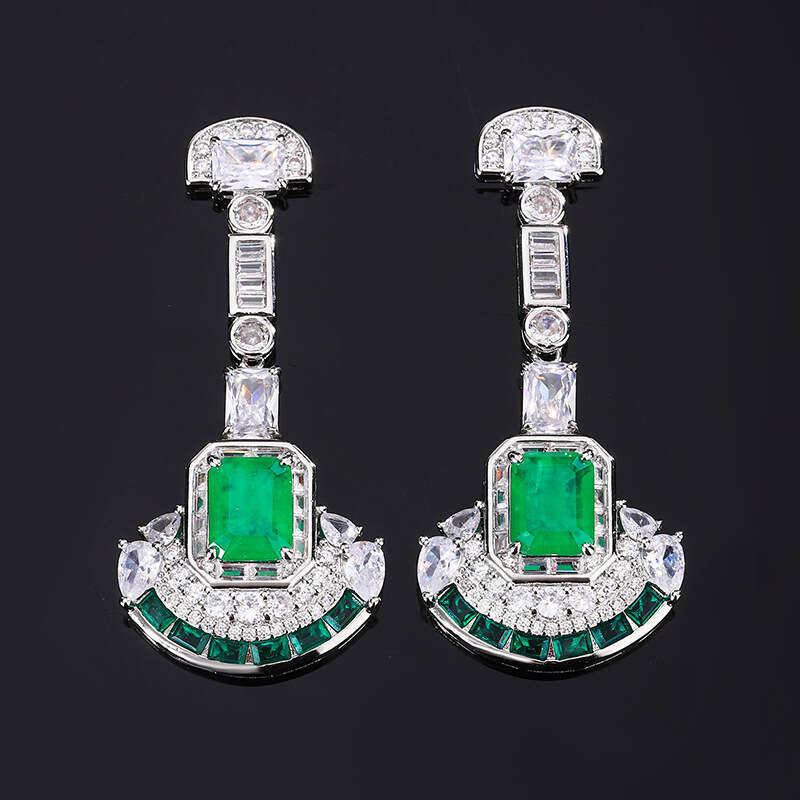 S Sier Needle Shiny Dia Heavy Craft Inlaid With Zircon High-End Versatile Light Fan-Shaped Earrings Studs For Women 6C6