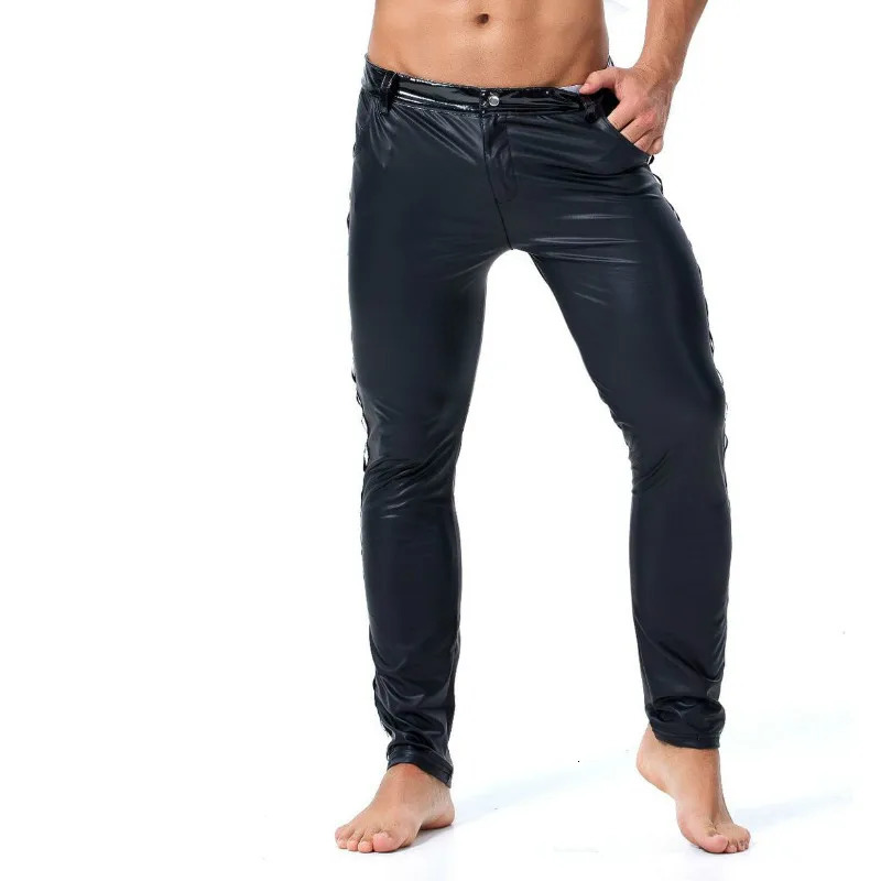 SXXL Men Leather Rivet Pants Slim Fit Elastic Style Spring Summer Fashion PU Trousers Motorcycle Streetwear 250704
