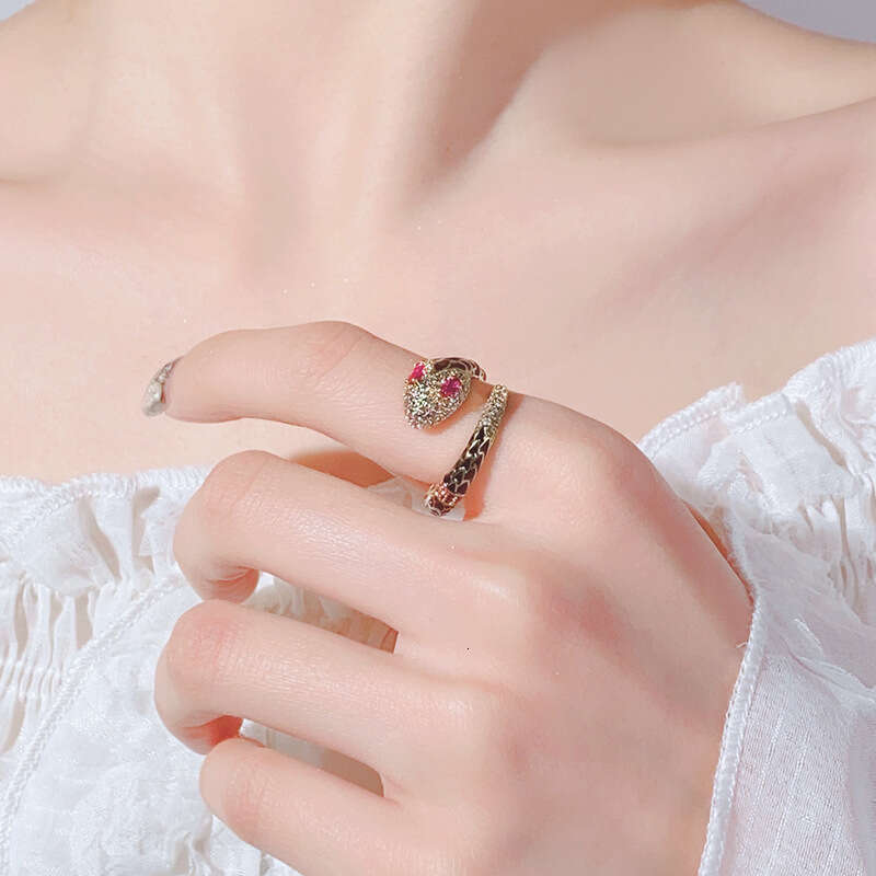 Huayoumei Jewelry Accessories Snake Style Light Luxury Fashion Women's Zircon Ring High-End Feel A09