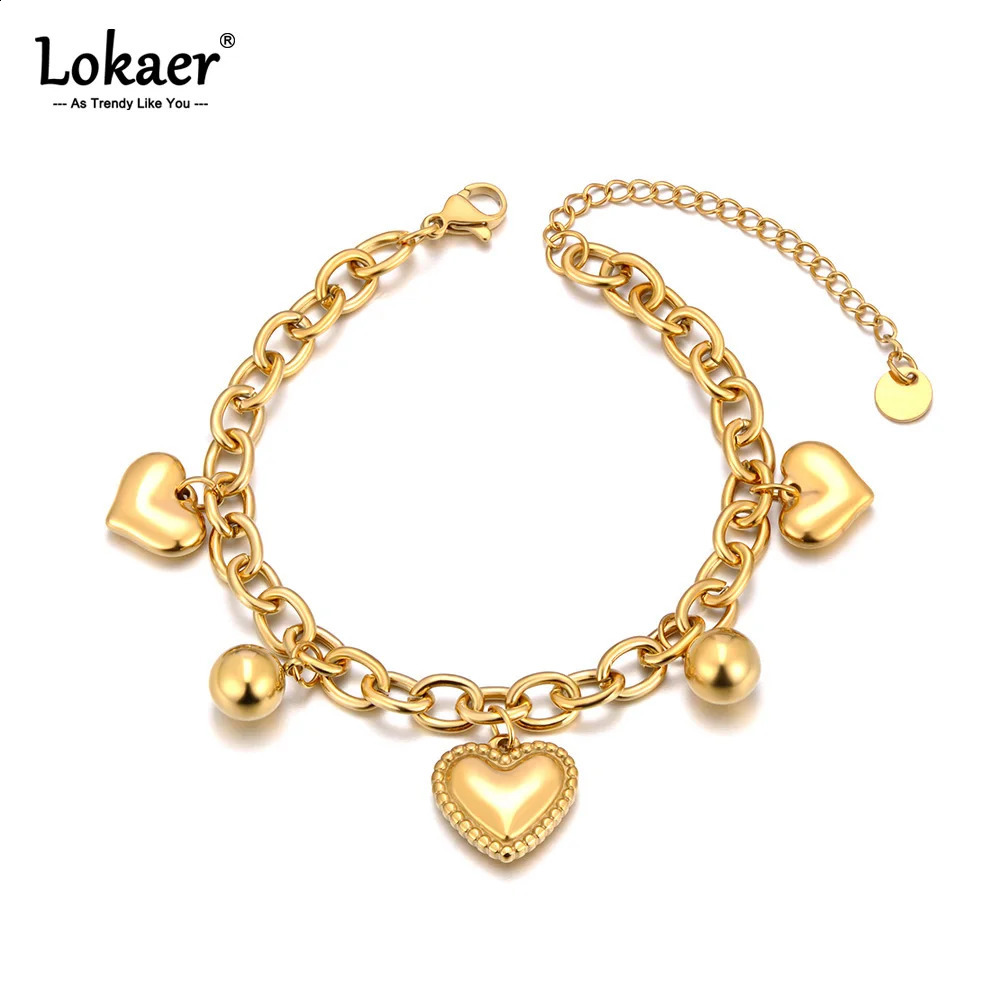 Lokaer Fashion Stainless Steel Heart Beach Holiday Bracelet 18K Gold Plated Handmade Waterproof Summer Jewelry for Women B25016 250707