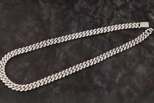 925 Silver 15mm Cuban Chain Iced Out Chain Jewelry Moissanite Cuban Link Chain Necklace for Sale