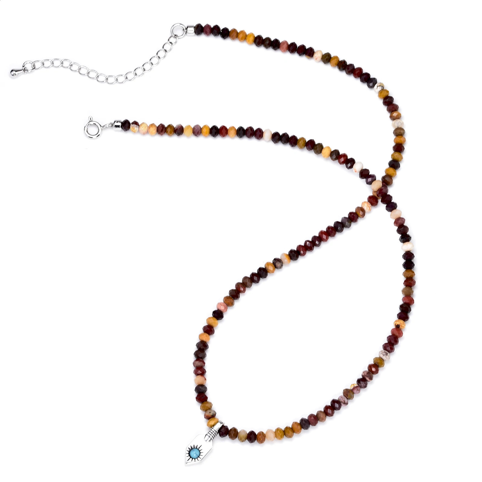 Boho Colorful Natural Gems Beaded Necklaces for Women Multifaceted Moukaite Beads Shield Pendant Necklace Summer Beach Jewelry 250707