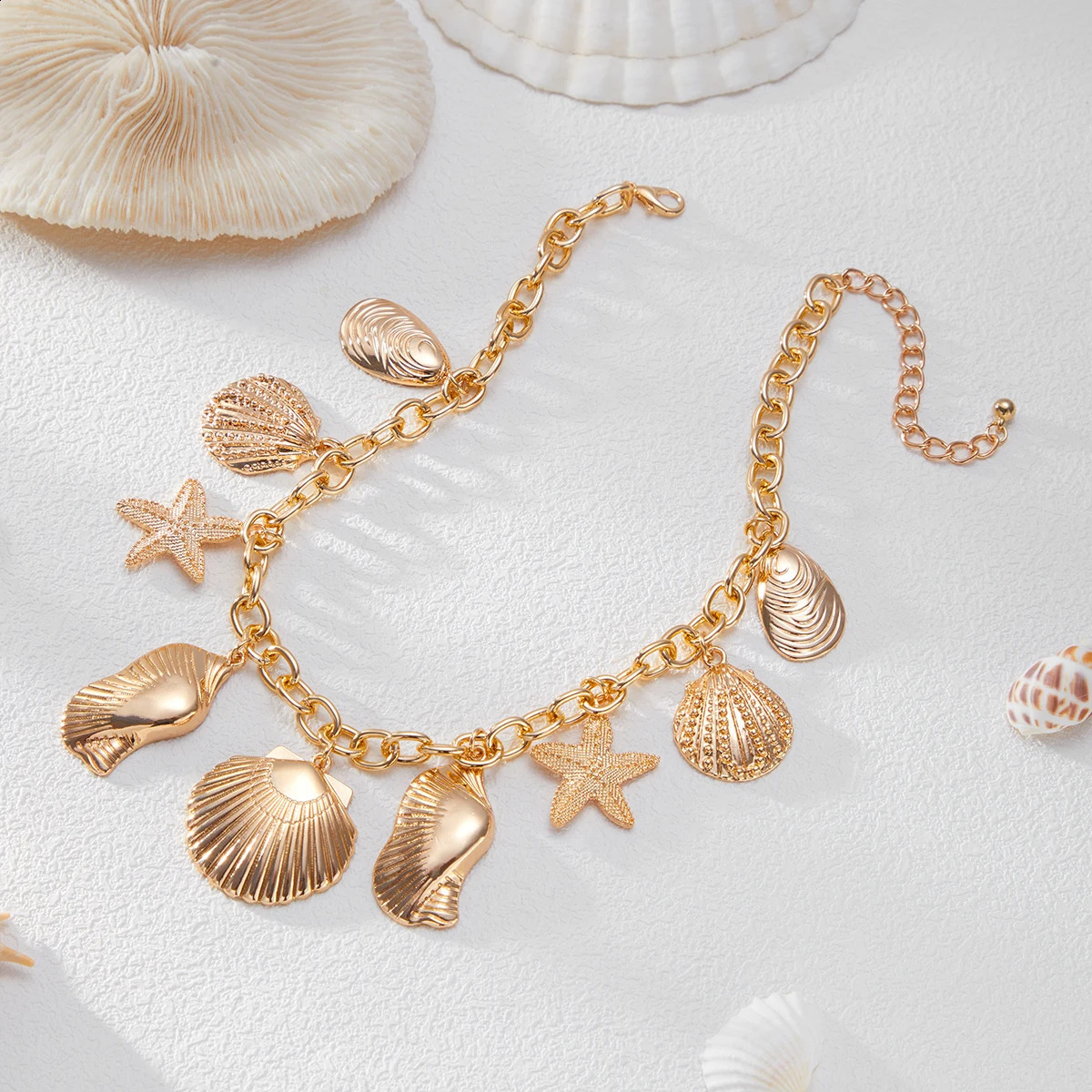 Ingemark Creative Metal Starfish Scallop Pendant Choker Necklace for Women Fashion Chain Summer Beach Jewelry 250707