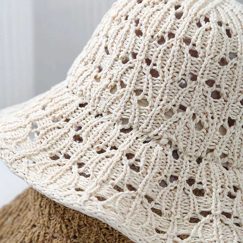 2025 Summer New Hollowed Out Leaf Shaped Design Knitted Fisherman Hat for Women Fashionable Breathable Basin Cap Y250707