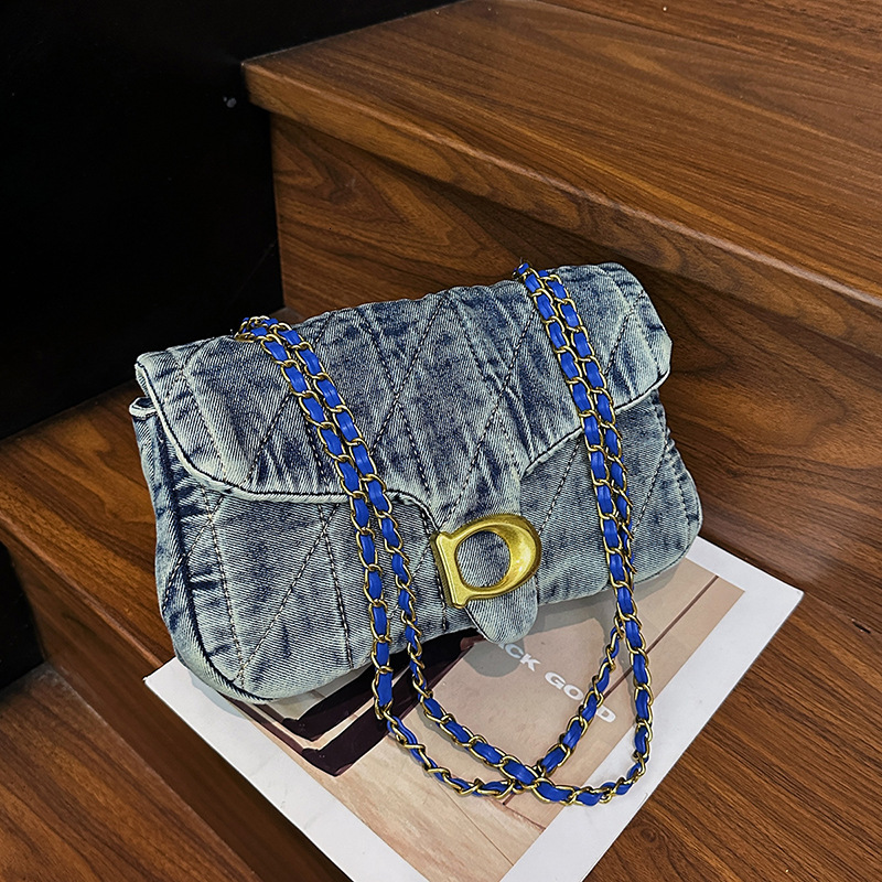 Designer High-End Denim Underarm for Women 2025 New Style Elegant Versatile Chain Fashion Shoulder Crossbody Light Luxury Women's Bag