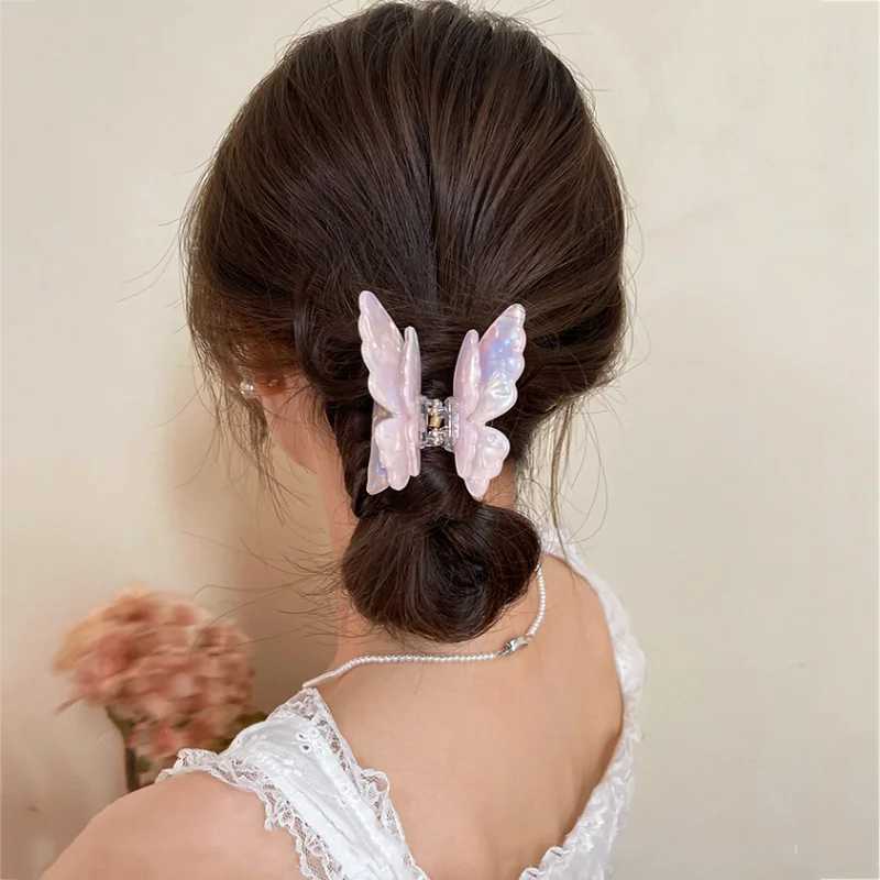New Fairy Acetate Butterfly Claw Clip Female Elegant Colorful Bow Crab Shark Hair Clips Hairpins For Women Girl Hair Accessories Y250707