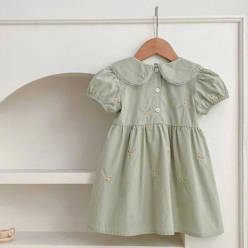 Girls Summer Dress Kids Princess Birthday Dresses Embroidered Daisy Dress Puff Sleeve Elegant Baby Children Clothes Dresses R250707