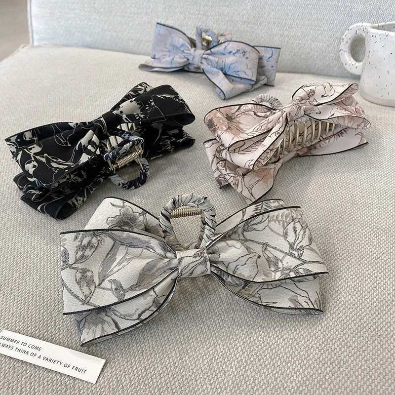 Korean Bowknot Vintage Large Hair Claw Clips Women Elegant Bow Barrette Crab Hairpins Girls Headwear Hair Accessories Female Z250707