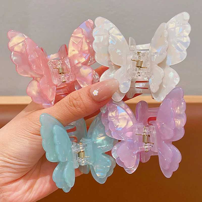 New Fairy Acetate Butterfly Claw Clip Female Elegant Colorful Bow Crab Shark Hair Clips Hairpins For Women Girl Hair Accessories Y250707