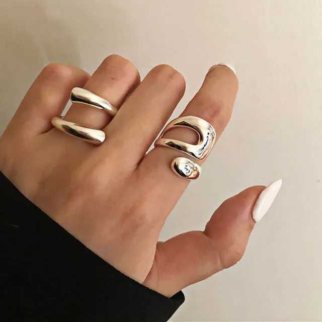925 Sterling Silver Smooth Rings For Women Hollow Out Chain Jewelry Beautiful Finger Open Rings For Party Birthday Gift XJ250707